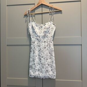 Wilfred White and Gray Spaghetti Strap Mini Dress